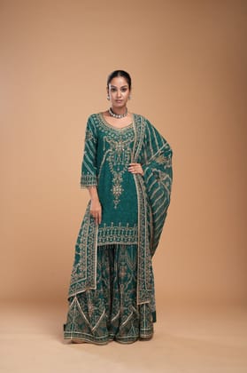 Teal Color Sharara-XS