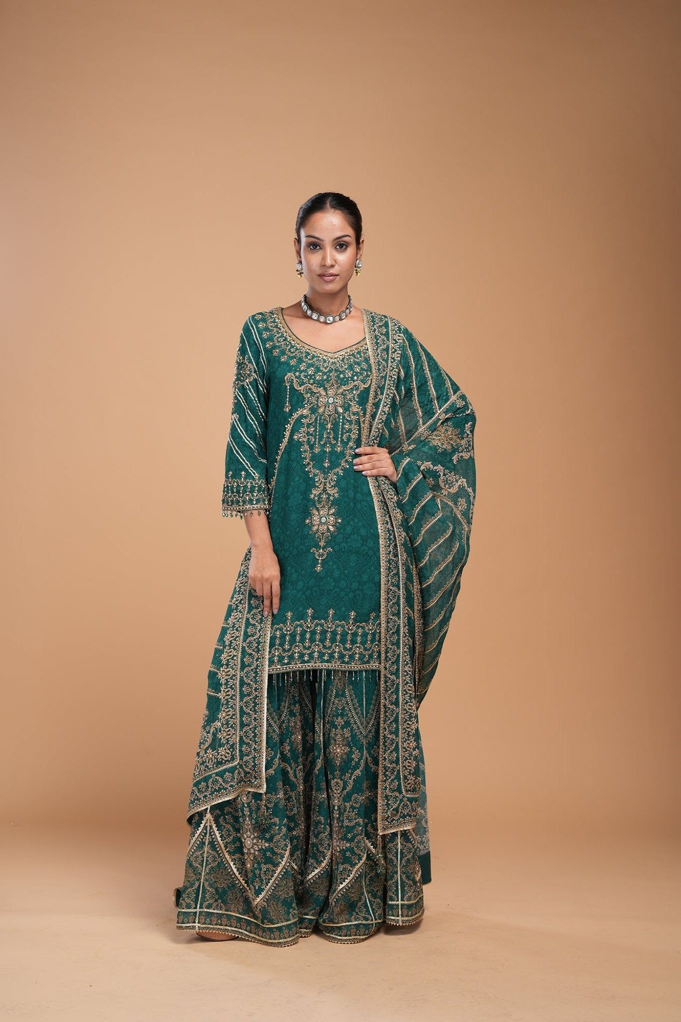 Teal Color Sharara-XS