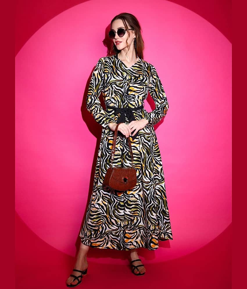 Sheetal associates Women Crepe Printed Fit & Flare Dress ( Maroon )