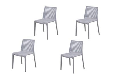 Supreme Furniture Oasis Plastic Without-Arm Chair Suitable for Home, Office, Garden, Living Room, Cafeteria, Restaurant, Hotel, Resort, Indoor & Outdoor(Set of 4, Sky-Grey)