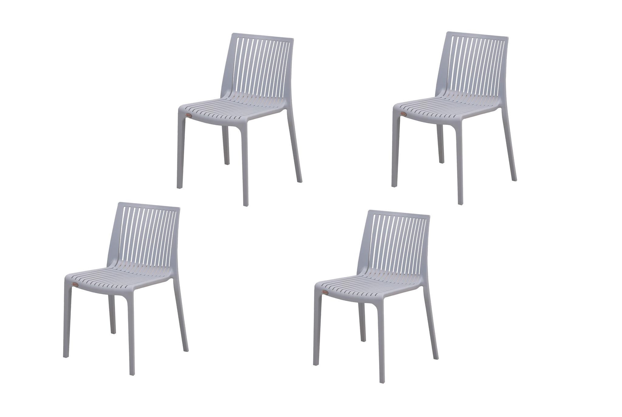Supreme Furniture Oasis Plastic Without-Arm Chair Suitable for Home, Office, Garden, Living Room, Cafeteria, Restaurant, Hotel, Resort, Indoor & Outdoor(Set of 4, Sky-Grey)