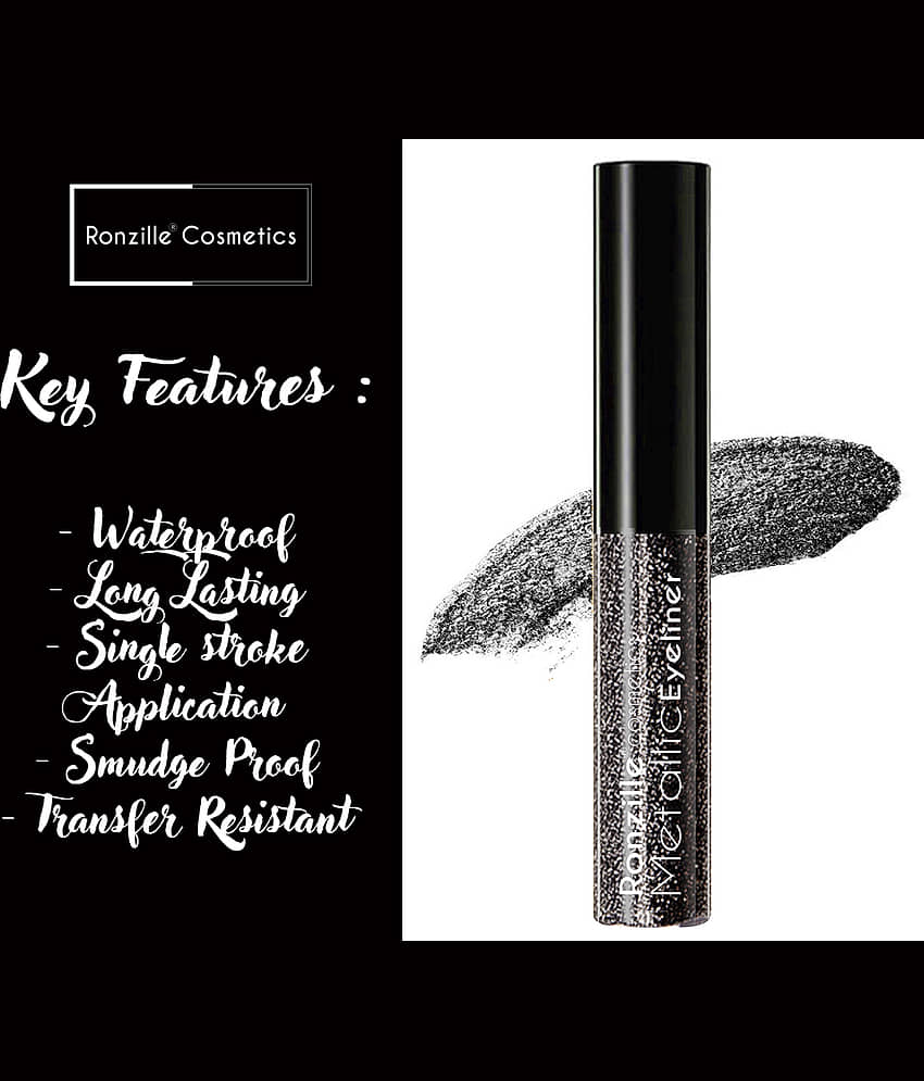 Ronzille Shimmer Metallic Liquid Glitter Eyeliner (Silver ,20 ml)