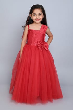PinkChick Satin Bodice One Shoudler Gown -Red-1-2Y / Red