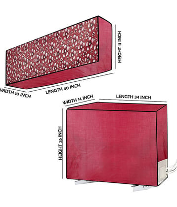 CASA FURNISHING Set of 2 Polyester Blend Maroon AC Cover for 1.5 Ton Split AC
