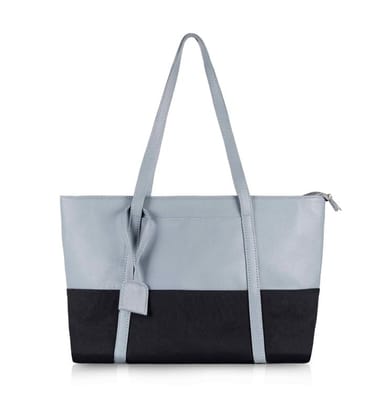 Women's Faux Leather Large Shoulder Zipper Handbag (Light Blue)-PID57462