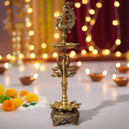 Brass Showpiece Hen [Murga] Deepak Statue (BSMAS905 A)