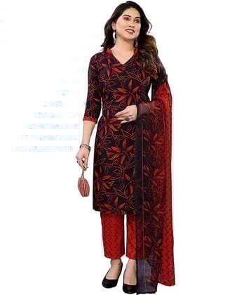 Kashvi Sarees Women Crepe Unstitched Dress Material ( BLACK )