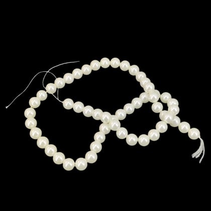 Premium Quality Imitation Pearl Beads 8 MM (1 String, 50+ Beads) Hole 0.8 MM Beige White 15 Inch Round For Jewellery Making DIY Arts Crafts Keychains-1 String (50+ Beads)