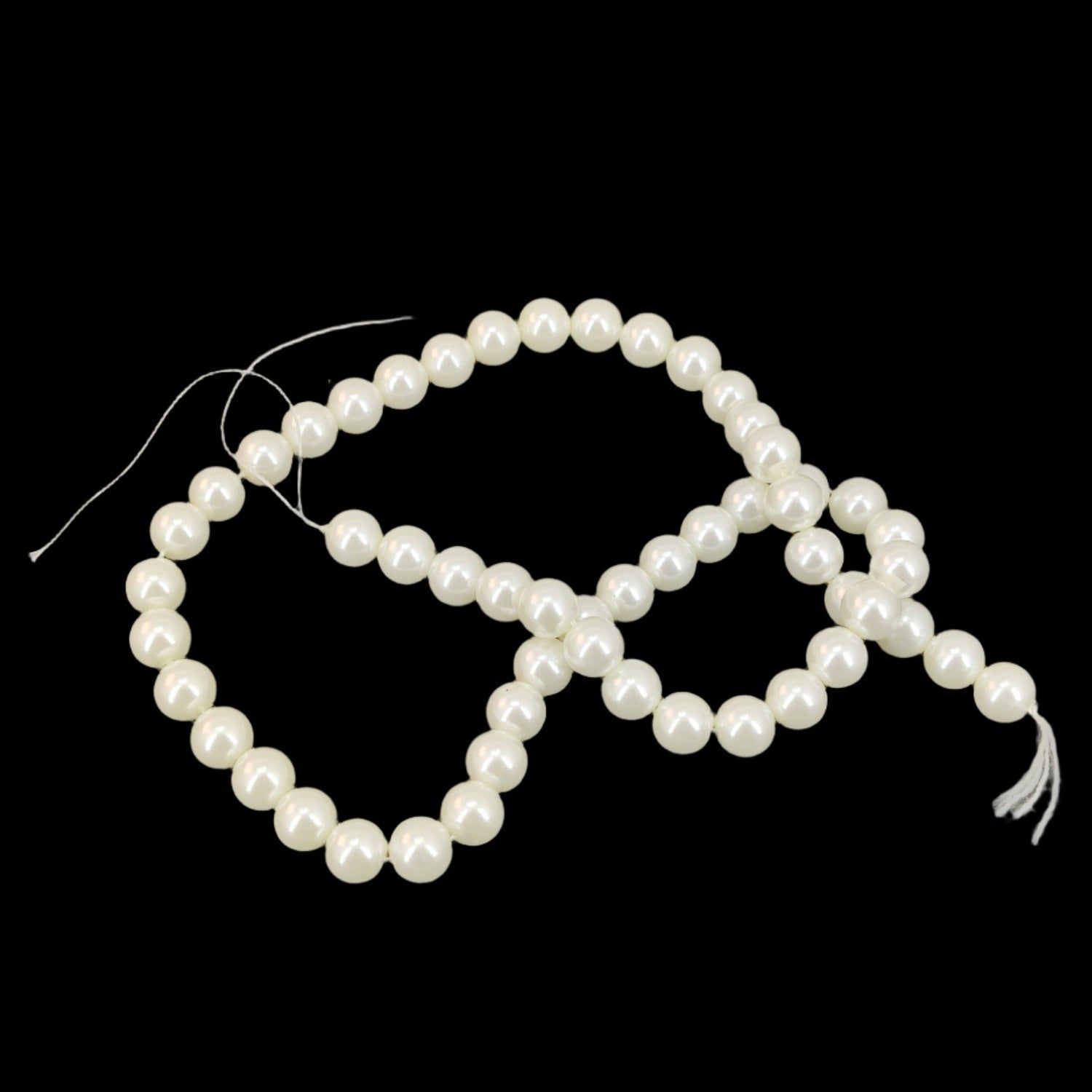Premium Quality Imitation Pearl Beads 8 MM (1 String, 50+ Beads) Hole 0.8 MM Beige White 15 Inch Round For Jewellery Making DIY Arts Crafts Keychains-1 String (50+ Beads)