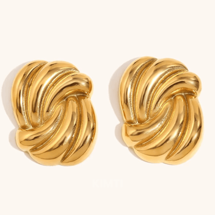 18k Gold Plated Wave Stud Anti Tarnish Earring