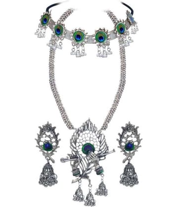PUJVI Alloy Silver Contemporary/Fashion Necklace set Combo Choker
