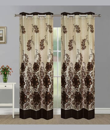 Home Candy Set of 2 Door Semi-Transparent Eyelet Polyester Brown Curtains ( 213 x 120 cm )
