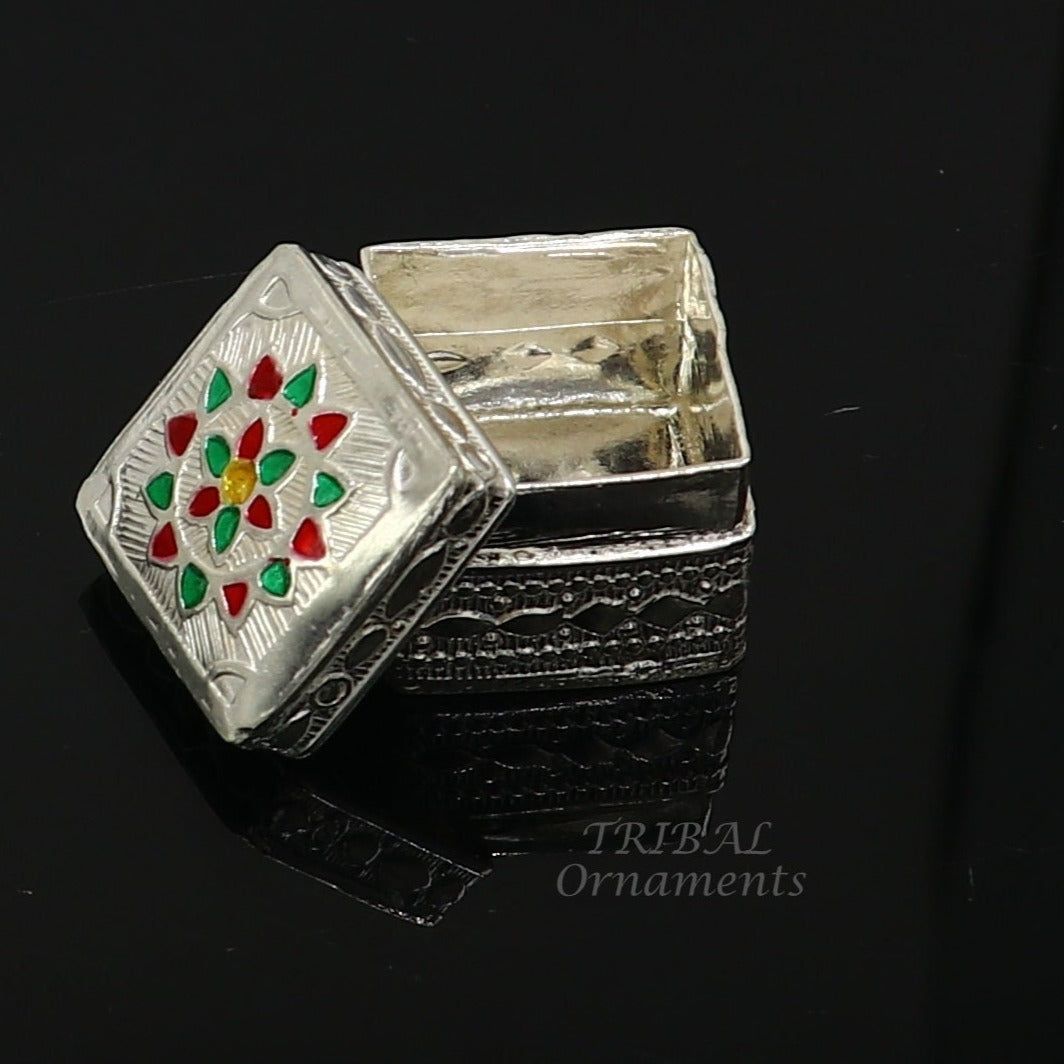 925 sterling silver trinket box, kajal box/casket box bridal square shape box collection, container box, eyeliner box gifting art stb723