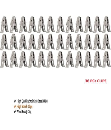 Fashion Bizz 36 Cloth Peg/ Drying Pins for Hanger/Rods/Ropes Stainless Steel Cloth Clips  (Steel Pack of 36)