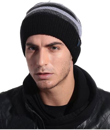 Bizarro Dashing Black Woollen Cap For Men