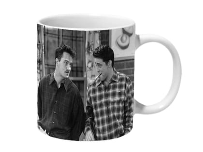Multicolor Joey Cigar And Chandler Mooch Friends Ceramic Mug
