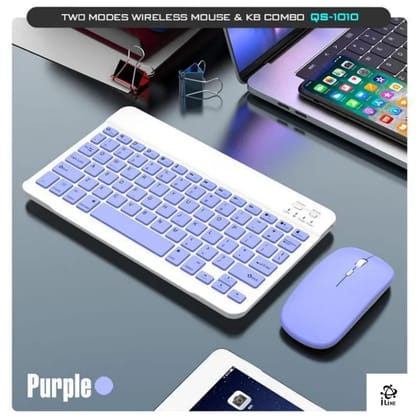 Rechargeable Bluetooth Keyboard and Mouse Combo Ultra Slim for all Bluetooth Enabled Mac/Tablet/iPad/PC/Laptop-Voilet Purple
