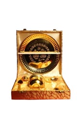 Gold Gold Plated Brass Pooja Thali Gifting Set, 1 Bowl, 1 Agarbatti Stand, 1 Diya, 1 Spoon, Bell, 1 Kalash Returngift, Karwa Chauth, Wedding, Anniversary, Corporate Gifts.