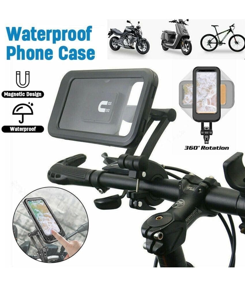 Denzcart Waterproof Bike Mobile Mount for Smartphones - Adjustable Handlebar Holder, 360� Viewing, Touch-Screen Compatible, Durable Plastic, Stylish Black, Universal Fit for All Bikes
