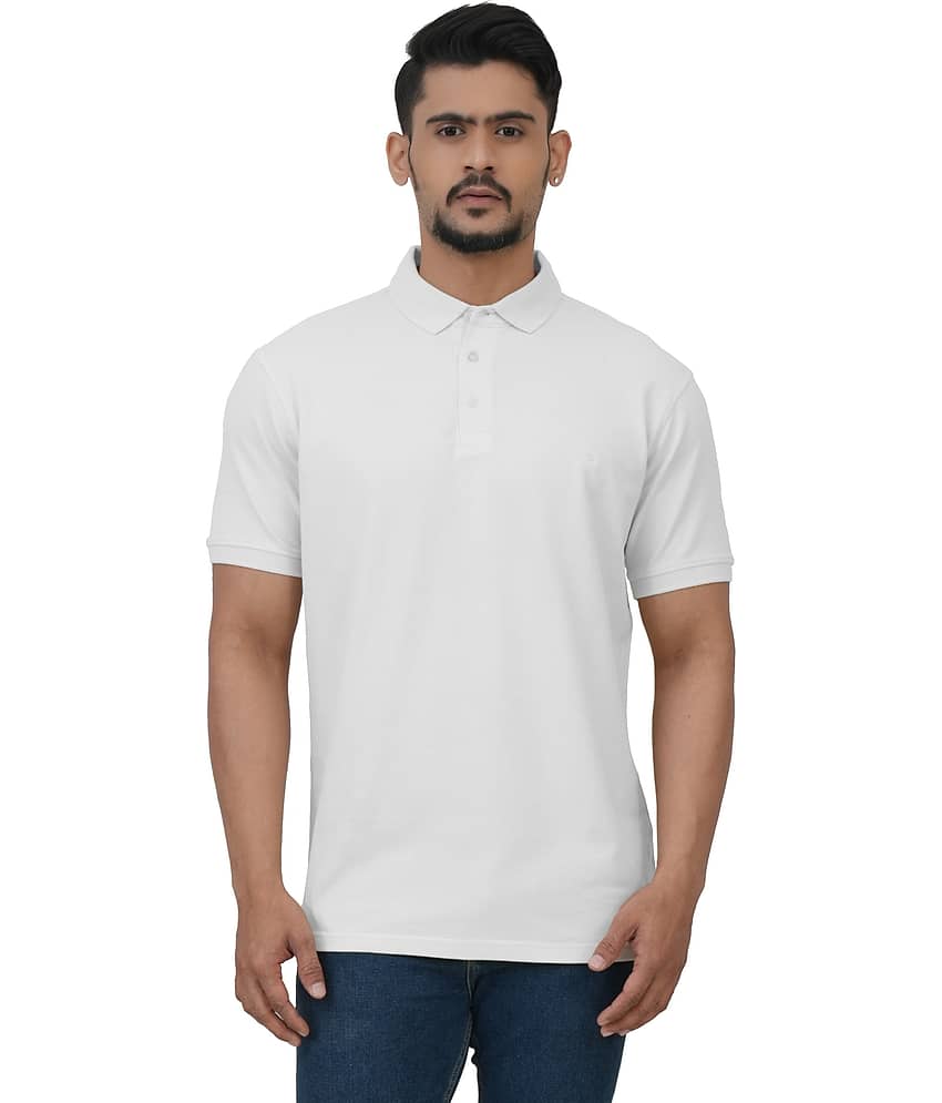 Cotstyle Pack of 1 Cotton Blend Regular Fit Solid Half Sleeves Men's Polo T Shirt ( White )