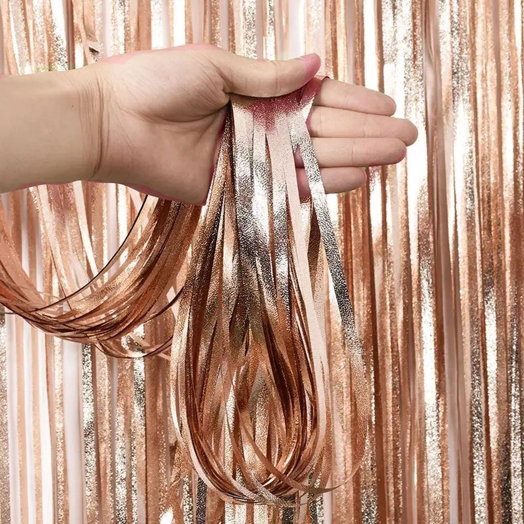 Textured Foil Rose Gold Curtain - 7FT X 3FT - Party and Festive Needs | Buy online on ZillyBuy