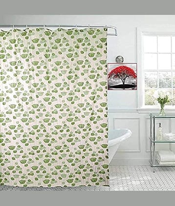 CASA FURNISHING Green PVC Shower Curtain ( Single )