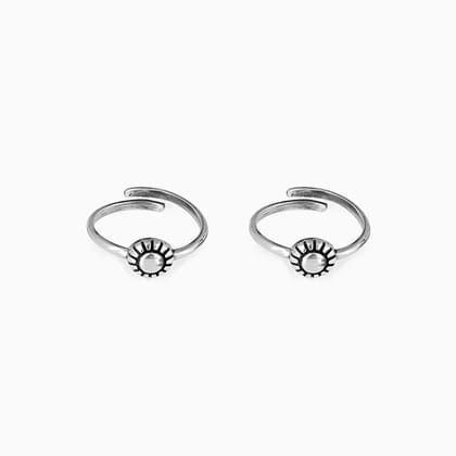 Oxidised Silver Pretty Floral Toe Rings