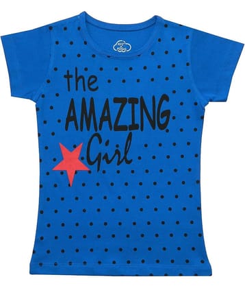 MIST N FOGG Pack of 1 Girls Cotton Blend T-Shirt ( Blue )