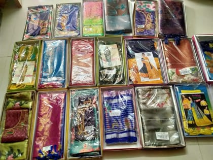 Handwoven Blue Silk Saree with Gold Zari Border