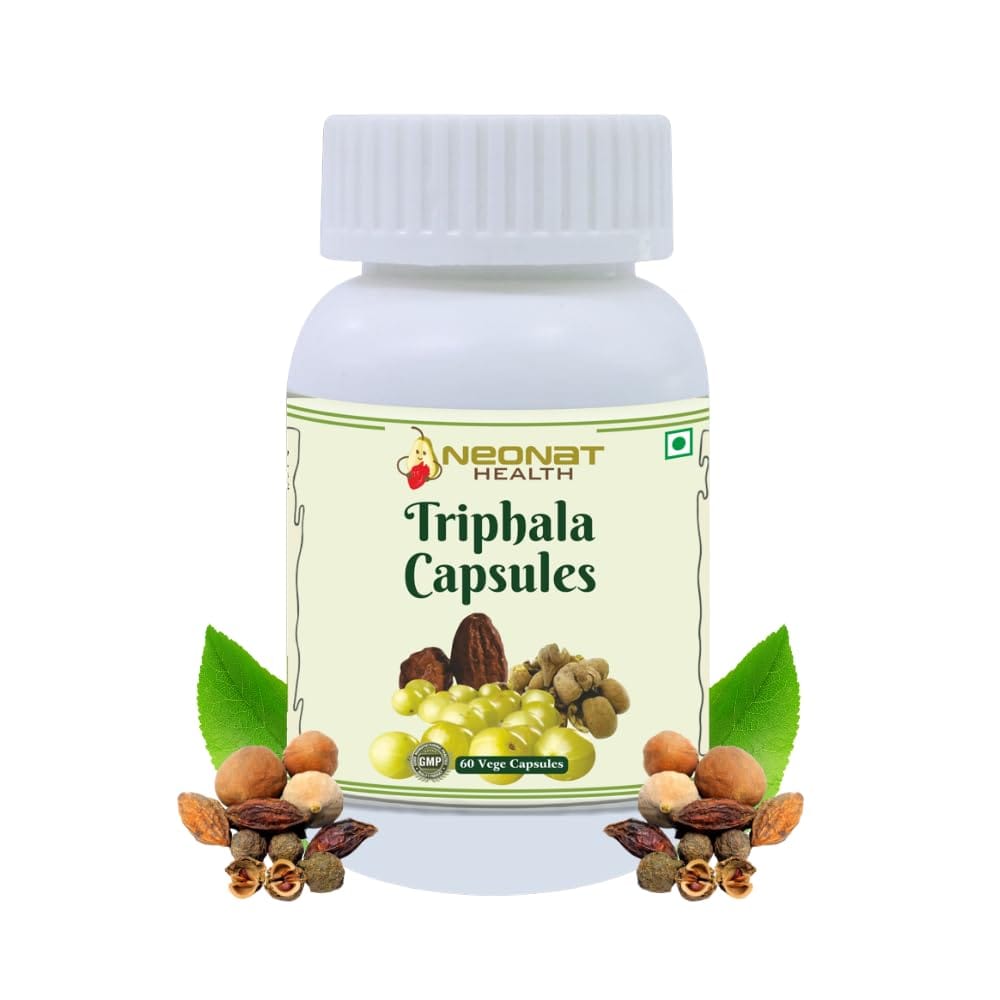 Neonat Health Triphala Capsules | Ayurvedic Blend of Amla, Haritaki & Bibhitaki | Supports Digestion, Immunity & Detox | Pure, Vegetarian, Gelatin-Free | 60 Capsules
