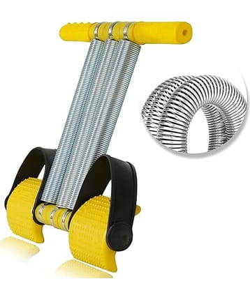 Tummy Trimmer For Men Women Waist Trimming Bicep Triple Stainless Steel Spring Heavy Duty Home Gym Workout, Pack of 1 (Yellow)