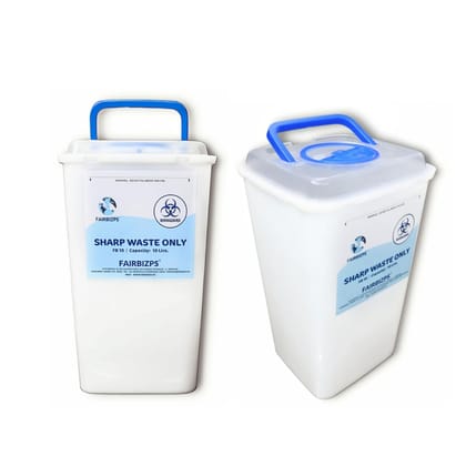 FAIRBIZPS Bio-Medical Sharps Container with Puncture Proof for Needles, Glass Waste and Metallic Implants-Capacity 10 LTR. PACK 2