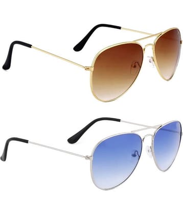 Elligator Multicolor Oval Sunglasses ( Pack of 2 )