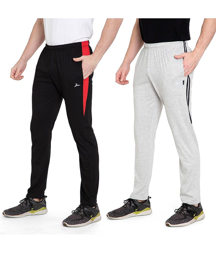Zeffit Solid Men Black, Grey Track Pants (Pack Of 2 )