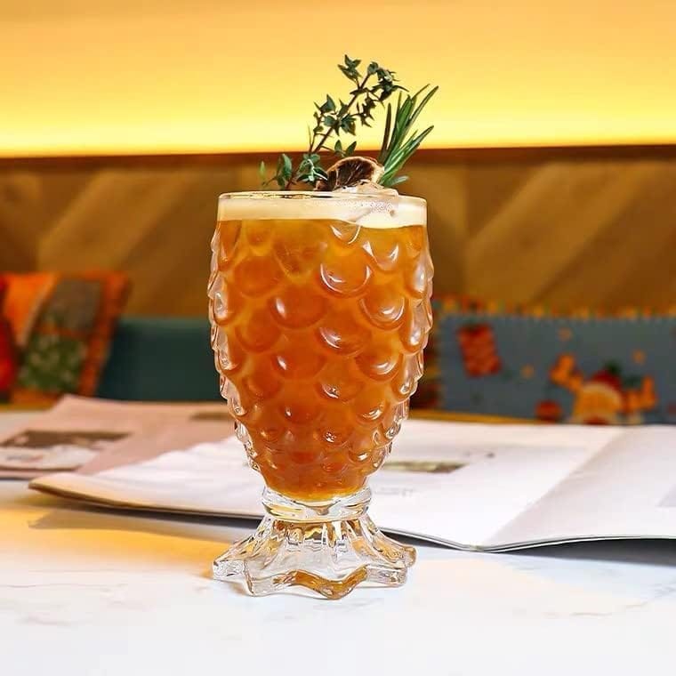 Crystal Clear Pineapple Shaped Juice Glasses | 180 ML | Creative Drinking Glass Suitable for Cocktail, Mocktail, Juice, Falooda, Soda, Mojito |