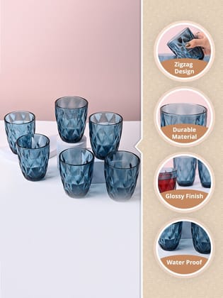 Blue Glass Tumbler Set of 6