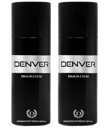 Denver Black Code Deodorant Spray for Men- 150ML Each (Pack of 2)