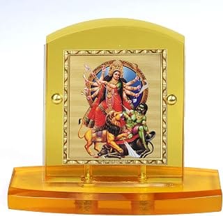 Eknoor Gold Plated Durga Ji Kolkata Pose for Home and Car Dashboard