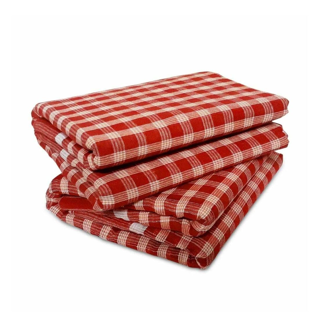MAYAPURI Cotton Traditional Handloom Gamcha/Gamchha/Gamucha/Gamusa/Towel (Red & White)