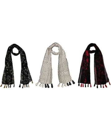 stolevilla Multi Printed Poly Cotton Yarn Stoles ( Pack of 3 )
