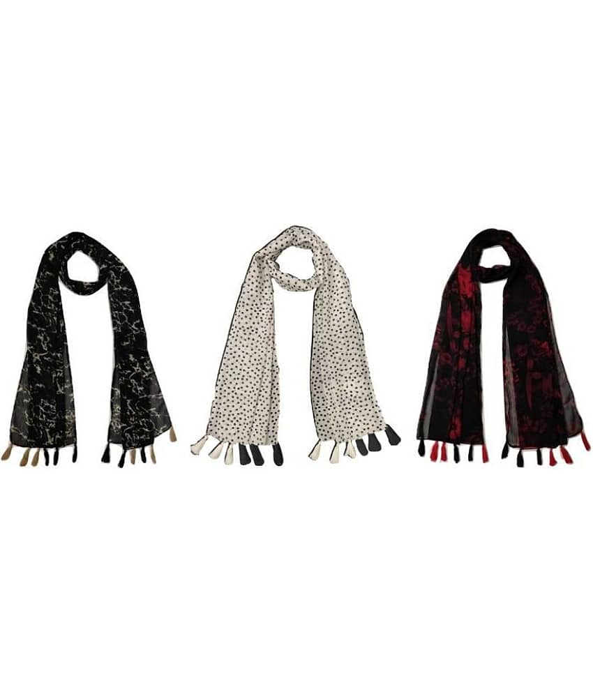stolevilla Multi Printed Poly Cotton Yarn Stoles ( Pack of 3 )