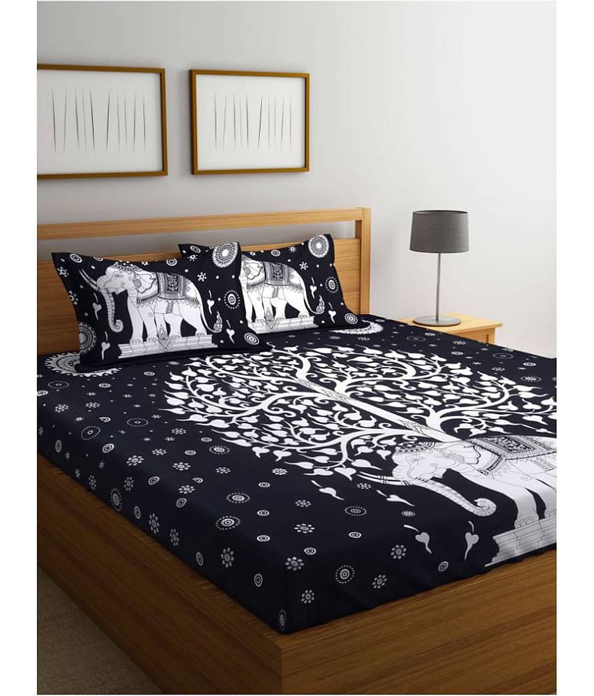Uniqchoice Cotton Double Bedsheet ( Black )