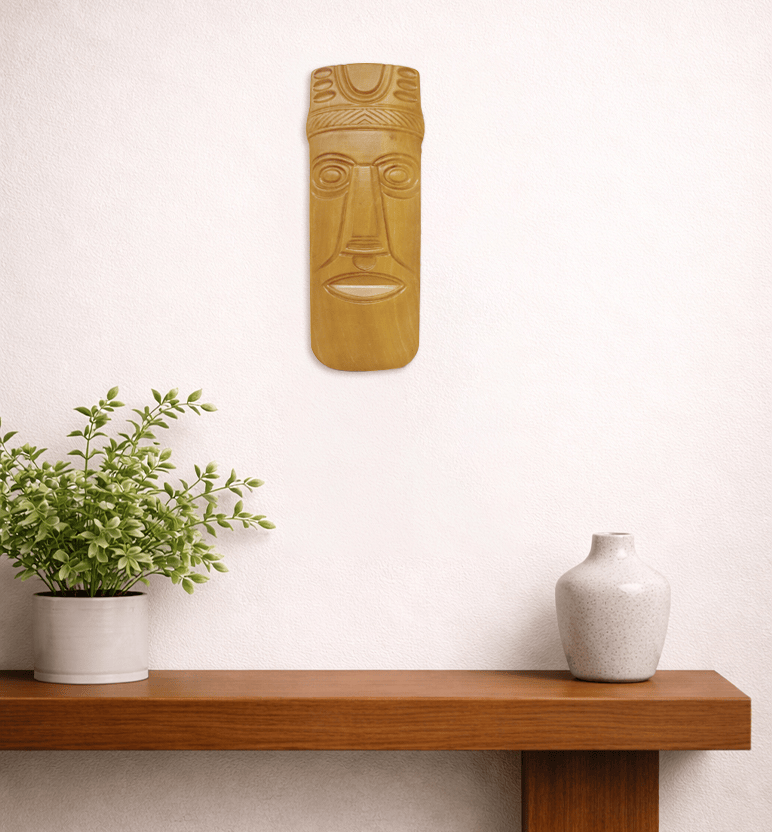 Hand-Carved Solid Teak Wood Tribal Face Mask Wall Hanging (Medium Size)
