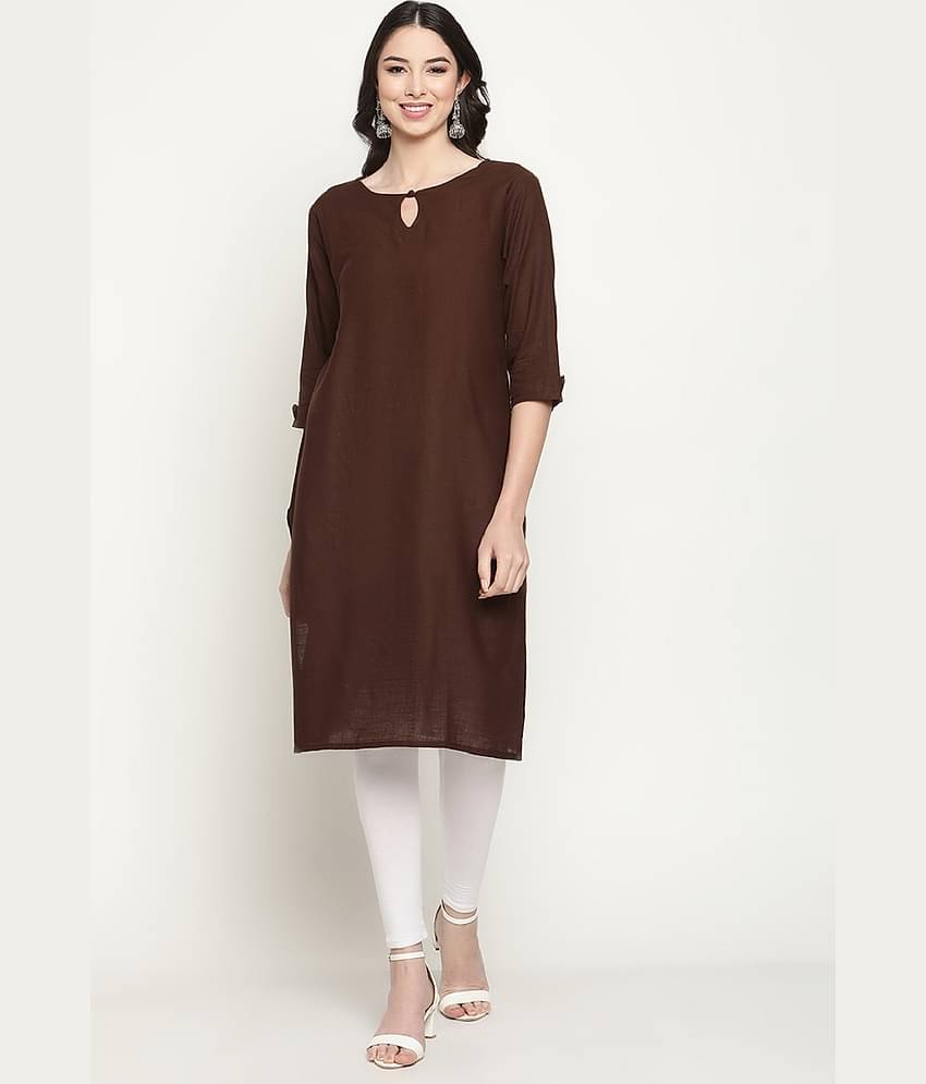 Queenley - Green Cotton Blend Women's Straight Kurti ( Pack of 1 )