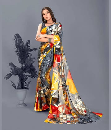 ANAND SAREES Georgette Printed Saree With Unstitched Blouse Piece ( Grey )