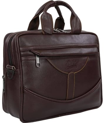 Leather World office laptop bag Brown P.U. Office Bag