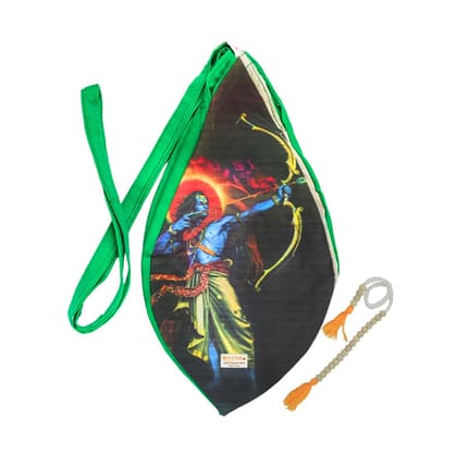 MAYAPURI Shree Ram (Rama) Printed Pure Cotton Gomukhi Japa Mala Bag, Zip Pocket, Sakshi Mala Counter, Pack of 1