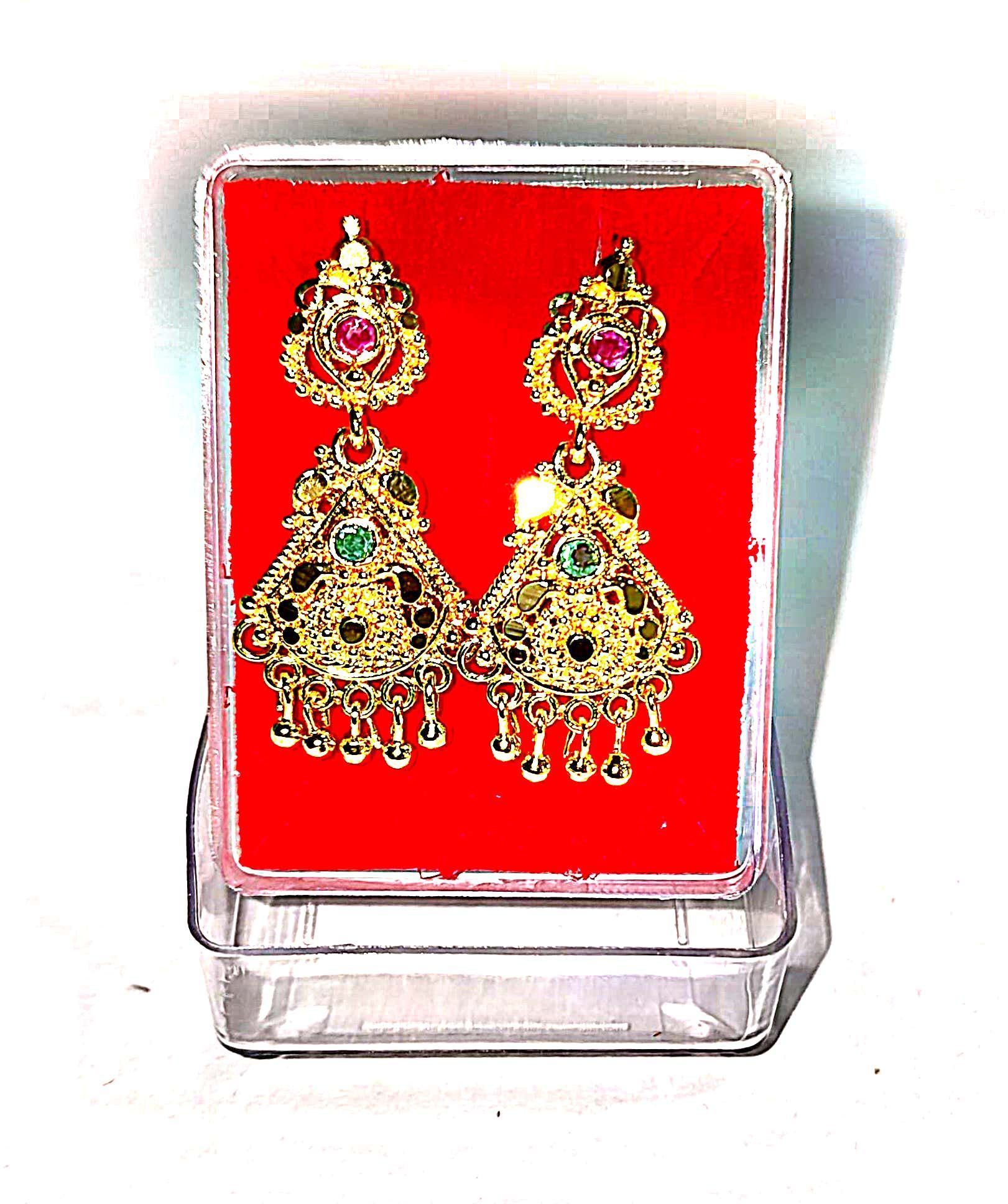 Gold Plated Kundan and Pearl Drop Earrings