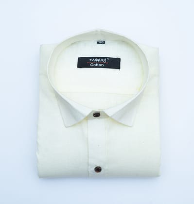 Cotton Tanmay Lemon Color Linen Fill Formal Cotton Shirt For Men's-M (38 Inch) (97 CM) / Full
