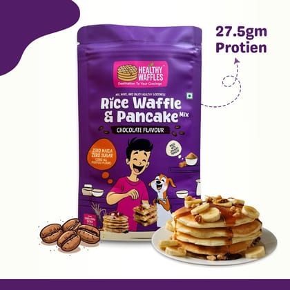 Healthy Waffles Chocolate Rice Waffle & Pancake Mix (1kg) | Zero Maida & Sugar | Quick Breakfast